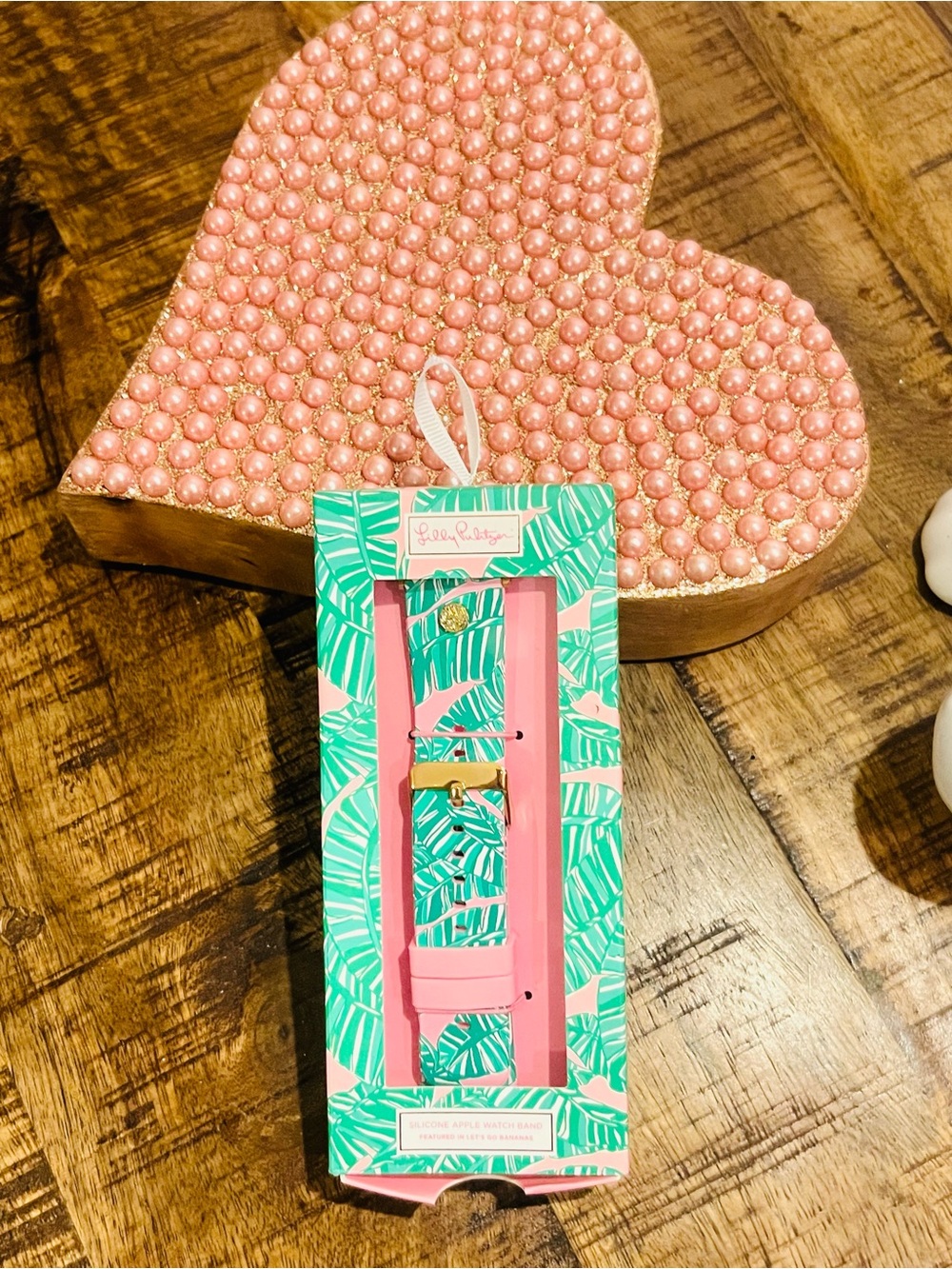 New in Box Lilly Pulitzer Pink Silicone Watch Band - Tropical Print